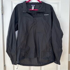 Patagonia Lightweight 1/4 Button Up Black Men's Windbreaker Jacket Size Large